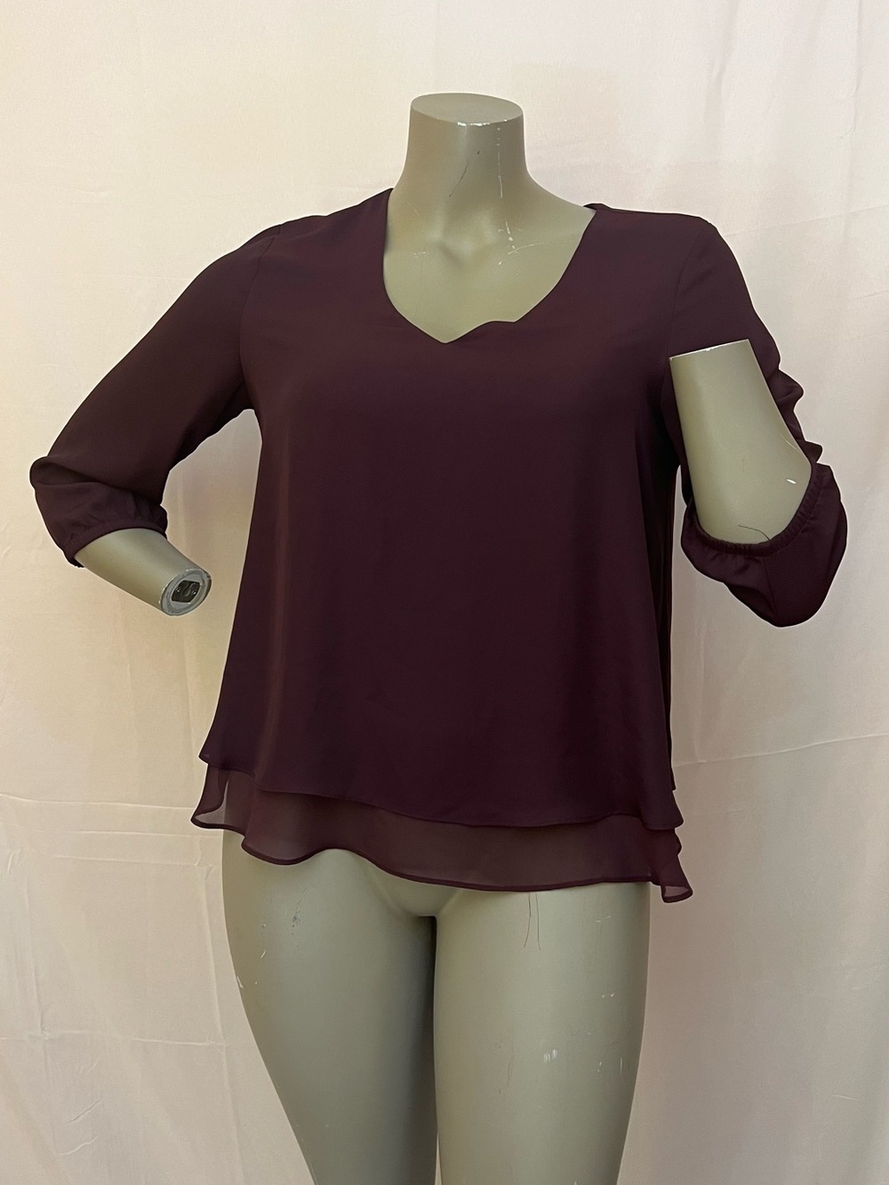 LC Lauren Conrad Plum Layered V-Neck Blouse